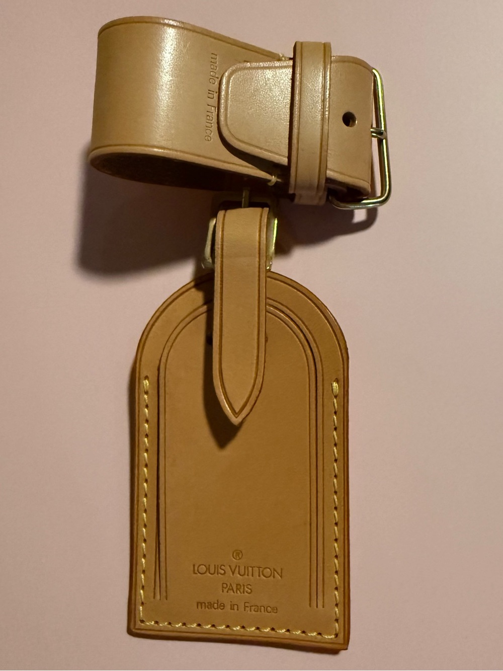 Louis Vuitton Vachetta Tan Leather Luggage Tag with Strap